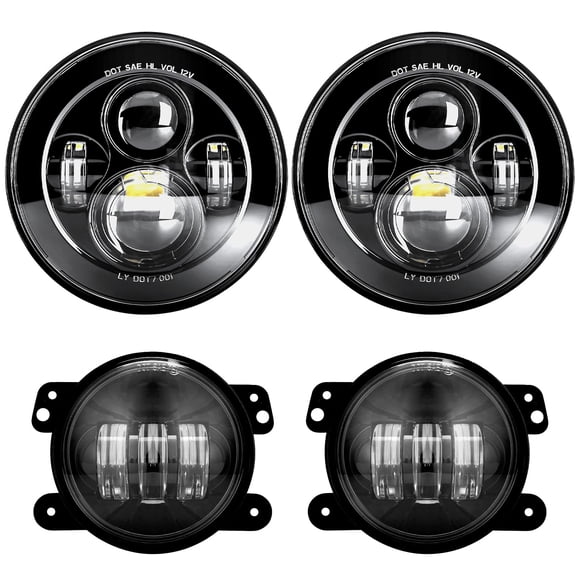 Faros delanteros y antiniebla LX-LIGHT LED negros para Jeep Wrangler