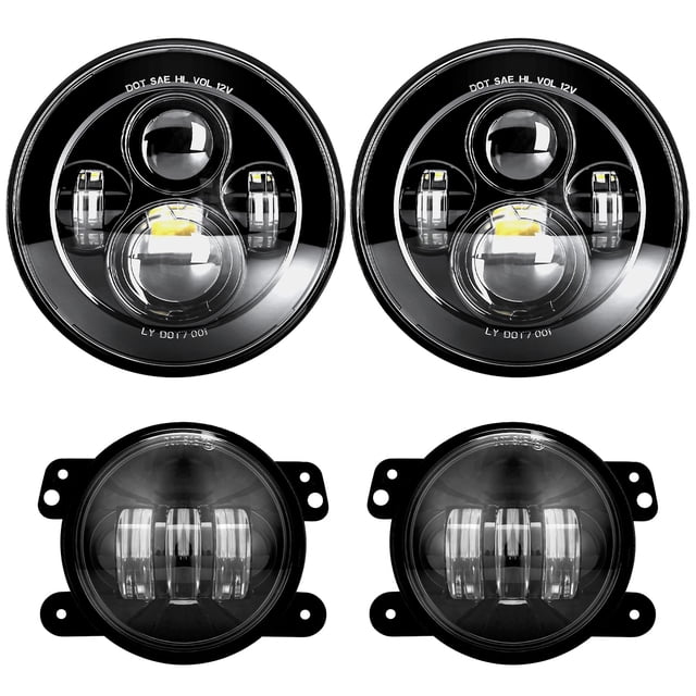 Faros delanteros y antiniebla LX-LIGHT LED negros para Jeep Wrangler