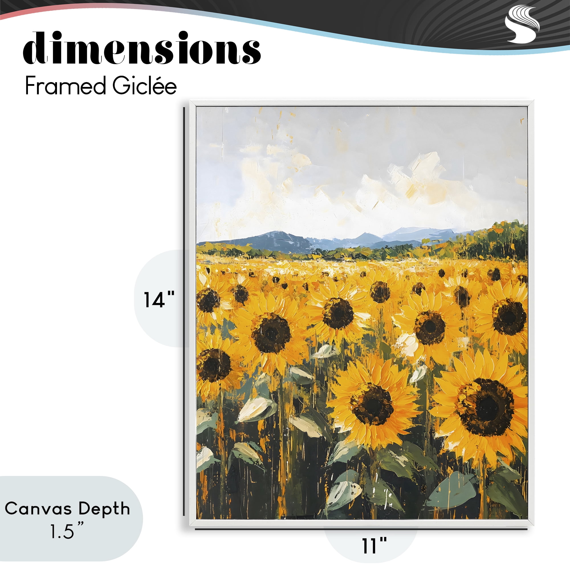 Stupell Industries Beautiful Sunflowers in Field White Framed Giclee Art, design by Creative Studio