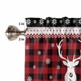 thumbnail image 5 of Christmas Elk Head Kitchen Curtains and Valances Set, Winter Red Black Plaid Snowflakes Vintage Rod Pocket Window Valance Window Curtain Panels for Living Room Bedroom Laundry, 27.5x36in, 3 Pieces, 5 of 7