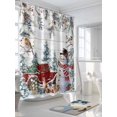 thumbnail image 3 of Red Snowman Christmas Standard Shower Curtain Set, Waterproof Shower Curtains for Bathroom, Xmas Tree Snowflake Truck Wooden Washable Fabric Cloth Bath Curtain for Bathtub with Hooks 72x72 Inches, 3 of 6