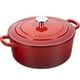 thumbnail image 4 of Olla holandesa de hierro fundido esmaltado con tapa, 7 cuartos, redonda, con asas dobles, apta para hornear pan, apta para horno hasta 260 °C, color rojo, 4 of 5
