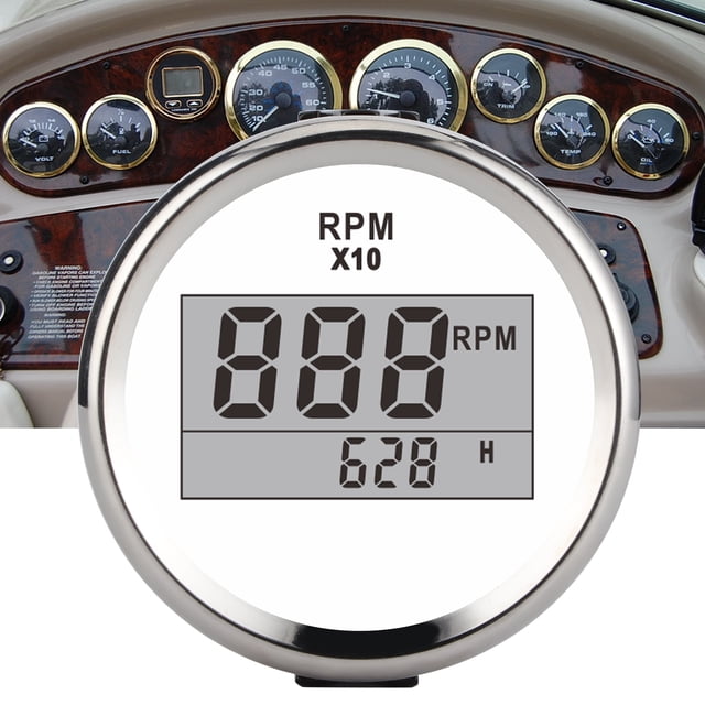 Compteur de Révolution Moteur Tachymètre Étanche avec Écran LCD 52mm/2 Po IP67 Rétroéclairage Rouge 9-32V