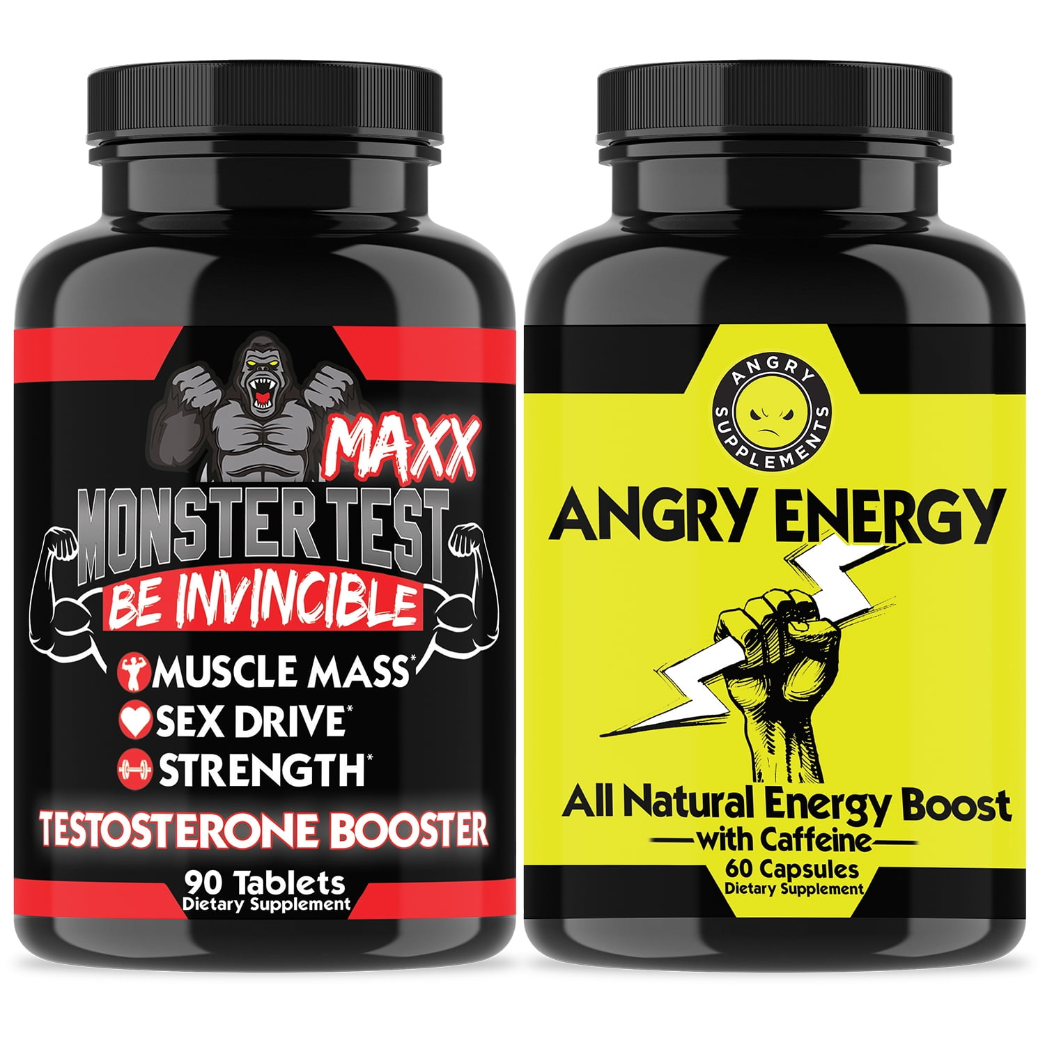 Monster Maxx Testosterone Booster & Angry Energy - Strength, Muscle, Drive, All-Natural Energy