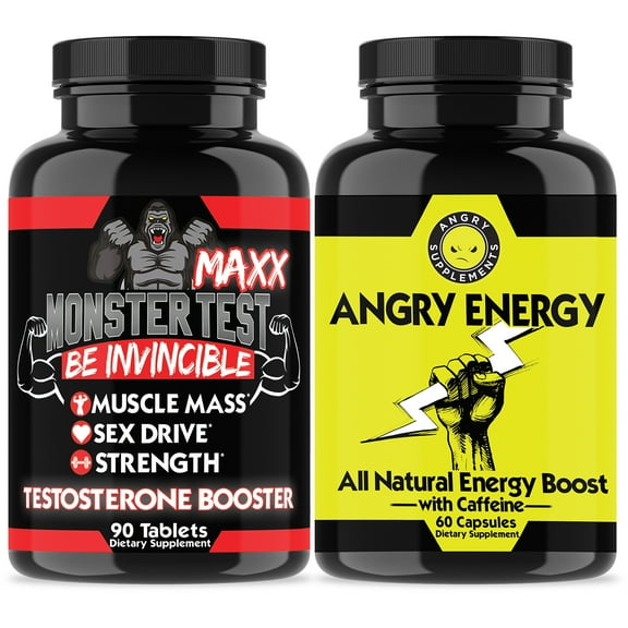 Monster Maxx Testosterone Booster & Angry Energy - Strength, Muscle, Drive, All-Natural Energy