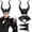 Black, variant on IROOZIGOTO Womens Gothic Horn Headpiece Feather Collar Lace Gloves Costume Set Halloween Cosplay Party Accessories