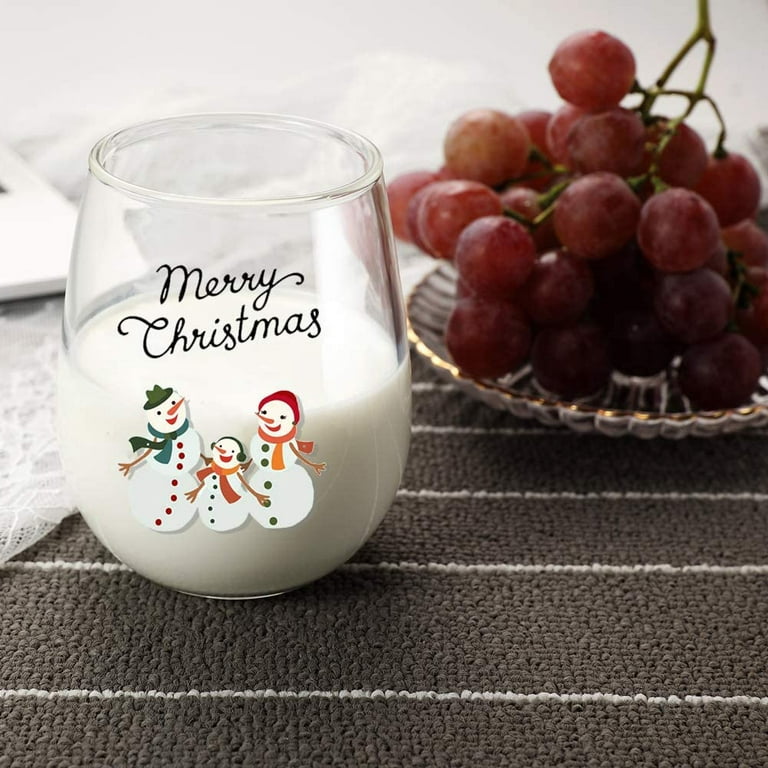 Snowman stemless cheap wine glasses