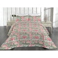 thumbnail image 2 of Ambesonne Blooming Floral Quilted Bedspread Set 3 Pcs, Leafy Pastel Spring, Twin, Pastel Pink Peacock Green, 2 of 4