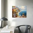 thumbnail image 3 of Nawypu Italy Painting Canvas Wall Art： Mediterranean Cityscape Artwork Italian Sea Picture Modern City Street Decoration Landscape Prints for Paris Cafe Room Decor 20x16 inch, 3 of 4