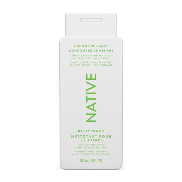 Native Natural Body Wash, Cucumber & Mint, Sulfate Free, Paraben Free