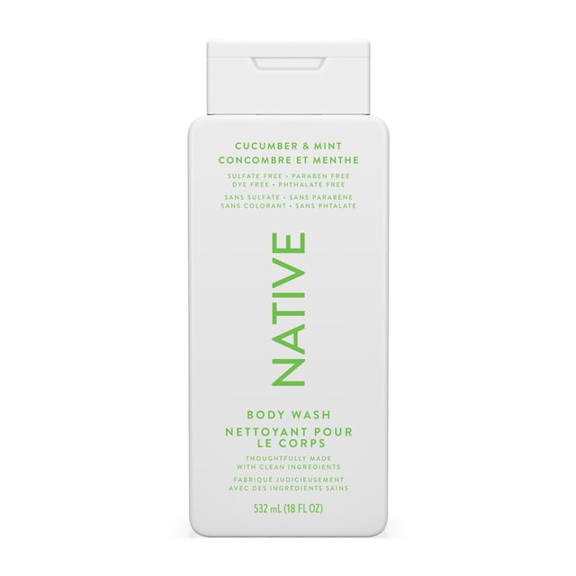 Native Natural Body Wash, Cucumber & Mint, Sulfate Free, Paraben Free