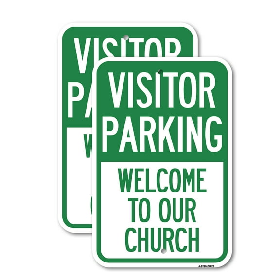 (2 Pack) Visitor Parking Welcome to Our Church | 18" X 24" Heavy-Gauge Aluminum Sign | Rust Free Aluminum, Weather Resistant, Waterproof, Fade Resistant, 2 Pre-drilled Holes