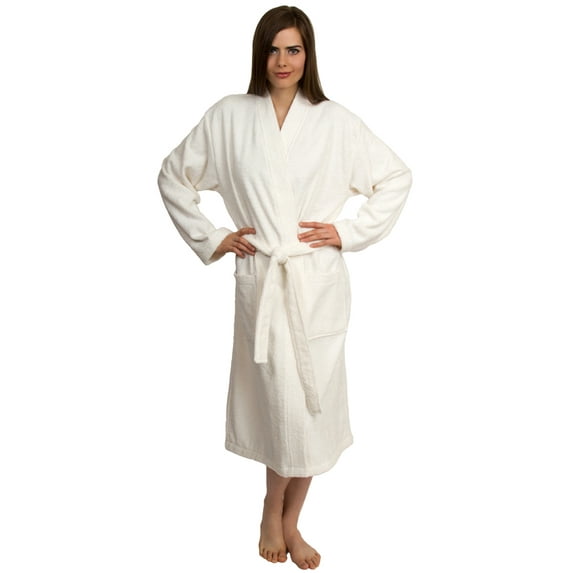 TowelSelections Women's Kimono Robe Turkish Cotton Soft Terry Bathrobe X-Small/Small Ivory