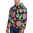 thumbnail image 3 of Honeii Vector Mexican Otomi Style Bright Pattern Mens Hoodies Men's Loose Sleeve Sweatshirt,Pullover Hooded Sweatshirt for Men,Essentials Hoodie-XX-Large, 3 of 7