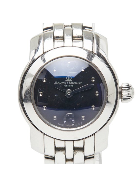 Pre-Owned Baume & Mercier Capeland Quartz Watch, Black Dial, Stainless Steel, Ladies' Watch