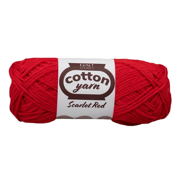 Craft County 100% Cotton Yarn - Scarlet Red - 12 Pack