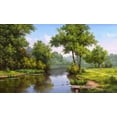 thumbnail image 2 of Babichev, Vyacheslav 24x16 Gold Ornate Wood Framed with Double Matting Museum Art Print Titled - Landscape with ducks, 2 of 4