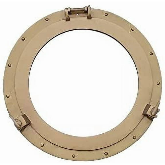 Nagina International Antique Brass Decorative Ship Porthole Mirror 20" | Captain's Maritime Beach Home Decor