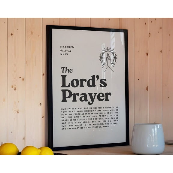 The Lord'S Prayer, Retro Christian Wall Art, Minimalist Christian Poster Print, Apartment Diy Decor, Bible Verse Wall Art, Christian Merch Wall Art, Modern Wall Decor, 8x12 UNFRAMED