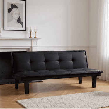 Gewnee Futon Sofa Bed,Black Futon Couch ,Sleeper Sofa Loveseat Convertible Couch for Small Spaces Compact Living Spaces,Apartment(Black)