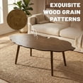 thumbnail image 3 of Brown Wood Farmhouse Coffee Table with Vivid Leaf Design, Center Table with Rustic Grain for Living Room or Bedroom, 3 of 7