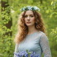thumbnail image 2 of Blue Fairy Flower Crown, Artificial Forest Orchid Floral Headpiece, Woodland Elf Flower Headband with Ribbon for Renaissance Cosplay Wedding Festival Hair Accessory, 2 of 4