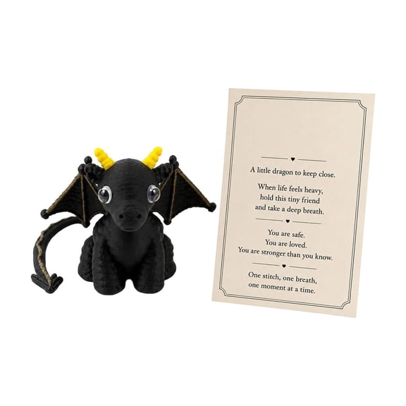 Pocket Dragon Plush Doll, Emotional Support Tiny Dragon Stuffed Toy with Encouragement Card for Desktop Ornament Companion Gift, 3.93 Inch