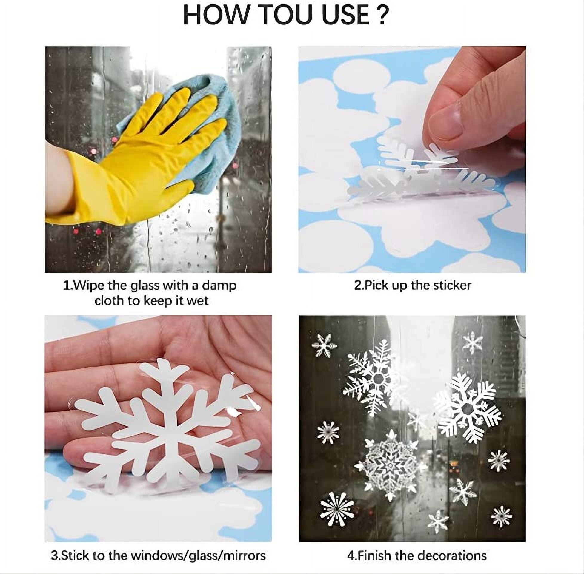 155 PCS Christmas Snowflake Window Stickers - Xmas Holiday White Winter Christmas Window Decorations Ornaments(9 Sheets)
