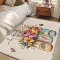 thumbnail image 4 of 4'x6' Area Rugs, Farmhouse Flowers Indoor Outdoor Area Rug for Living Room Bedroom, Spring Watercolor Floral Leaf on Linen Washable Bathroom Rugs Kitchen Floor Carpet Mats Home Decor Aesthetic, 4 of 8