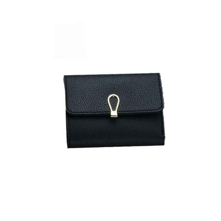 Fold Over Clutch Purse Women PU Leather Wallet Card Coin Money Clip Short Clutch Three Fold Ring Button Small Purse ()