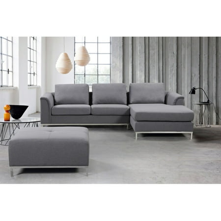 Velago Ollon Modern Fabric Sectional Sofa With Ottoman