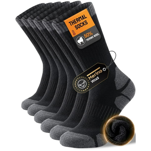 Calcetines térmicos de lana merino kaciixaa, 3 pares, acolchados