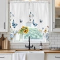 thumbnail image 6 of White Daisy Blossom Swag Curtains for Kitchen/Bedroom/Living Room, Spring Graden Floral Butterflies Scalloped Curtains 63 Inch Long, Window Swag Topper Curtains Valances 2 Panels Set 36"x63", 6 of 8