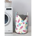 thumbnail image 3 of Ice Cream Laundry Bag, Pattern with Refreshing Watercolor Popsicles on White Background, Hamper Basket with Handles Drawstring Closure for Laundromats, 13" x 19", Earth Yellow Pale Blue, by Ambesonne, 3 of 4