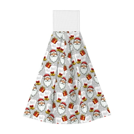 

Sikiie Christmas Santa Claus Hand Towel with Loop Hanging Towel Absorbent Tie Towels for Kitchen Tea Bar Bathroom Decor