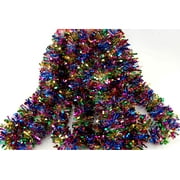 Fix Find - Rainbow Tinsel Garland (15ft Long x 2.5in Thick) - Elegant Hanging Metallic Holiday Tinsel Garland for Holiday & Party Decorating