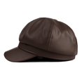 thumbnail image 4 of Minzimin Womens PU Leather Newsboy Cap 8 Panel Paperboy Newsie Cap Bakerboy Beret Cabbie Hat, 4 of 6