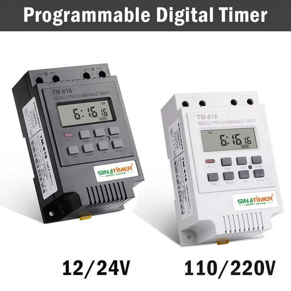 SENRISE TM616 Programmable Digital Timer Switch Time Relay Control 12-220V Black/White