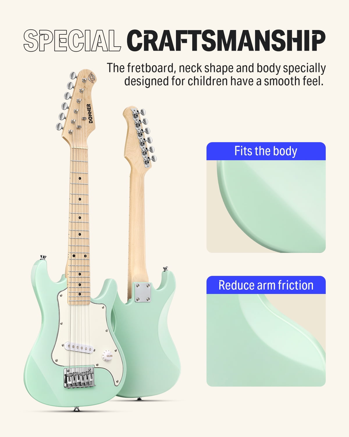 Buy Donner Electric Guitar 30 Inch for Kid Beginner ST Style Mini Size