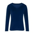 thumbnail image 4 of Velvet Tops for Women, Yigetop Velour Sweatshirt Women V Neck Long Sleeve Casual Pullover Soft Warm Shirts Velvet Tops Fall Outfits for Women 2025 Fall Shirts for Women Blue 2XL, 4 of 6