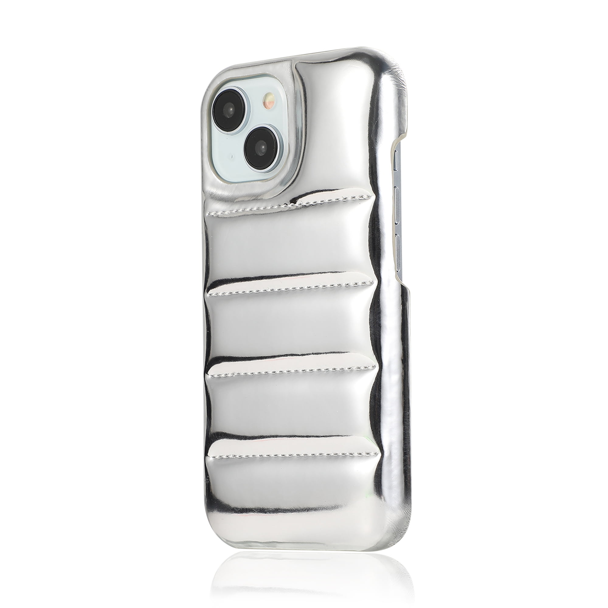 Mantto Puffer Phone Case for iPhone 15 Pro, Laser Glossy Down