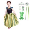 thumbnail image 1 of HAWEE Robe de Costume de Princesse Anna, Robe de Soirée de Luxe Verte Reine des Neiges Princesse, Déguisement pour Filles, 1 of 7