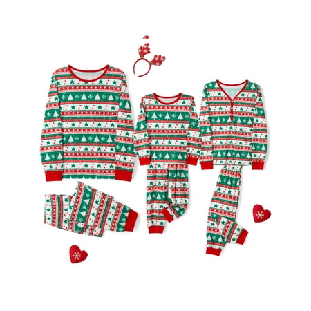 

Huakaishijie Family Matching Christmas Pajama Set Christmas Tree Print Long Sleeve Sleepsuit Nightwear