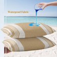 thumbnail image 4 of Lumbar Pillow Covers 20x12 Inch Set of 2, Vintage Tan Brown Striped Waterproof Outdoor Pillow Covers, Farmhouse Modern Stripes Boho Linen Decorative Cushion Pillowcases for Patio Garden Couch Bed, 4 of 9