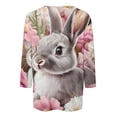 thumbnail image 5 of ZVAVZ Joyeuses Pâques Chemises pour Femmes, Bonbons de Pâques Col Rond Hauts Décontractés Mignons Lapin Manches 3/4 T-Shirts Imprimés Tops de Printemps Vente en Liquidation Gris P, 5 of 5