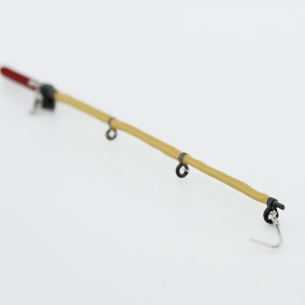 JN_ GT KF_ Cute Miniature Alloy Fishing Rod Tackle Dollhouse Accessories Deco 