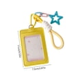 thumbnail image 3 of Linnome ID Badge Holder with Star Glamour Leather Card Case for 3 Inch Photo ID Bus Pass Keychain 4.33x2.87 Inch, 3 of 6