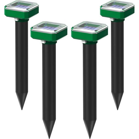 Paddsun 4Pcs Solar Snake Repeller Ultrasonic Pest Mole Mice Rodent Rat Possum Repellent