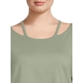 thumbnail image 3 of Terra & Sky Women's Plus Size Cut Out Neck Short Sleeve Top, Wild Sage, 4X, 3 of 5