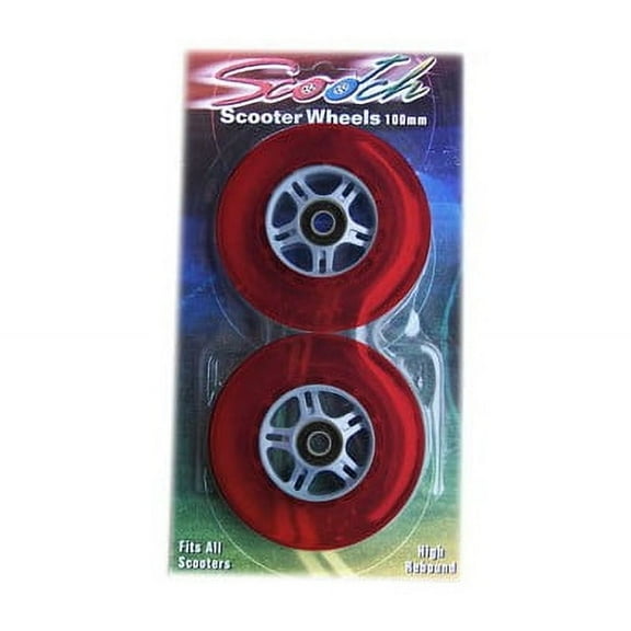 2 Red Wheels W/Abec 7 Bearings for RAZOR SCOOTER 100mm